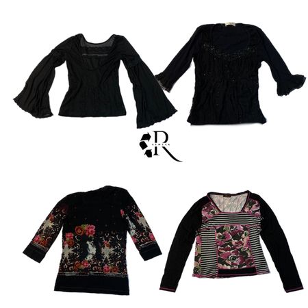 Y2K Black Gothic Full Sleeves Tops Rw-1260