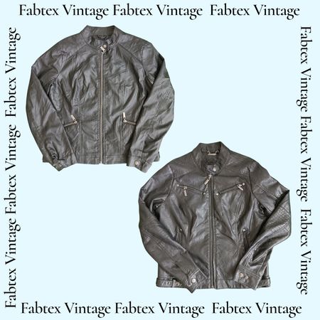 (FV-552) Y2K zip Up Black Aesthetic Leather Jacket
