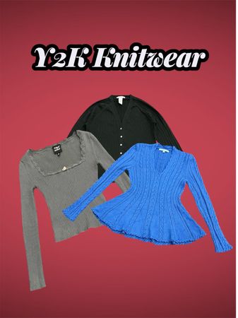Y2K Fitted Ribbed & Cable Knit Sweaters E5