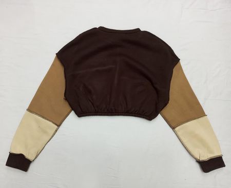 CR834 The Eco-Tone Patchwork Cropped Pullover
