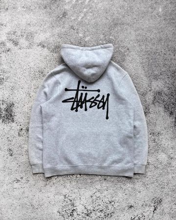 Stussy rework style gray pullover hoodie