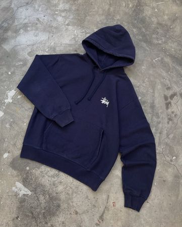 Stussy rework style blue pullover hoodie