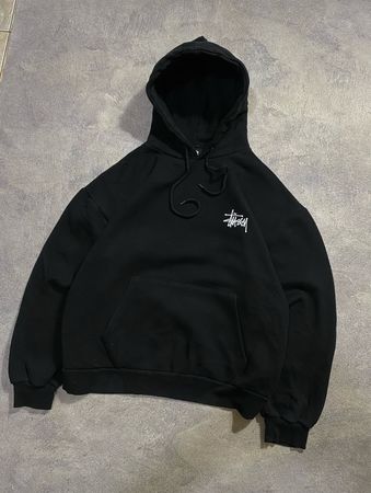Stussy rework style black pullover hoodie