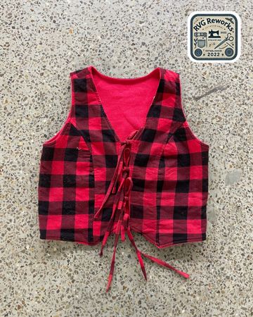 Upcycled Reversible Flannel Lace-Up Vest