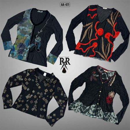 Y2K All Black Rave Full Sleeve Mix Tops (AA-471)