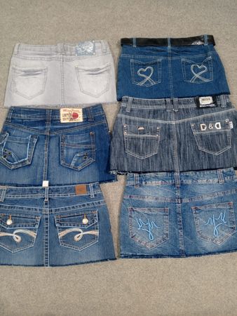 HD1237 Ladies Upcycled Y2K Denim Micro Mini Skirts