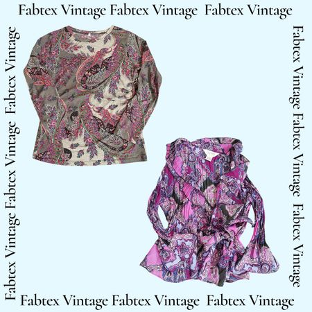 (FV-553) ⭐ Purple Y2K Retro Printed Tops Bundle – Floral & Abstract Mix