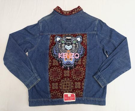 CR881 Upcycled Denim Tapestry Panel Jacket