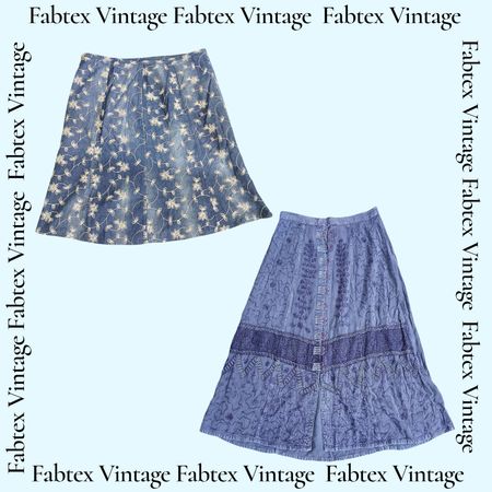 「(FV-570) ブルー＆デニムの美学スカートバンドル - Y2Kビンテージミックス」