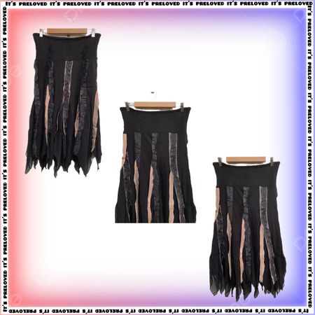 Upcycled Long Skirt With Leather and Suede Insert Details