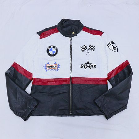 CR918 UPCYCLED RACING PATCHWORK MOTO JACKET