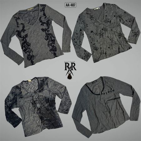 Y2K Dark Academia Misty Grey Full Sleeve Tops (AA-487)