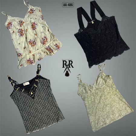 Y2K White and Black Mix Cami Tops (AA-486)