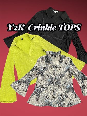 Y2K Electric Butterfly Crinkle Tops