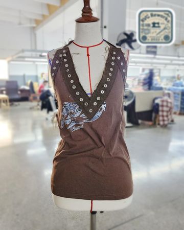 Upcycled y2k Eyelet Halter Top