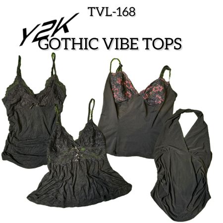 Y2K Gothic Vibe Cami Tops (TVL-168)