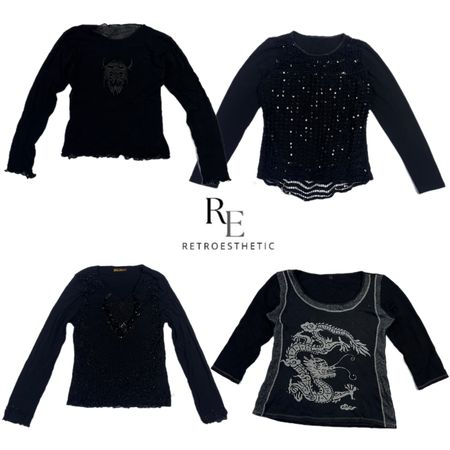 Y2k Black Goth Full sleeve Tops (RE-2498)