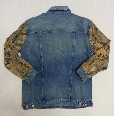 CR954  UPCYCLED Denim Patchwork Camo Jacket