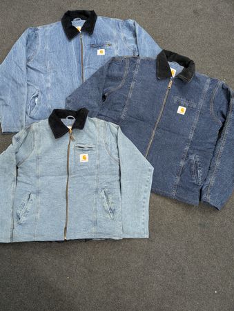 Carhartt Blue Denim Washed Detroit Rework Style Jackets