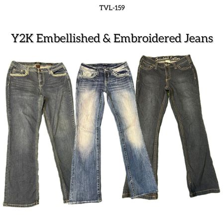 Jeans Enfeitados e Bordados Y2K (TVL-159)