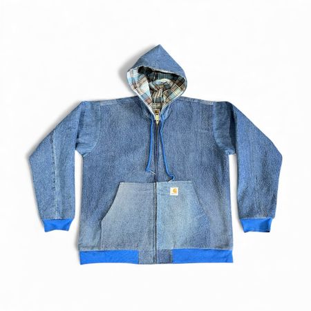 Fs-24 Upcycled Carhartt denim zip thru hoodie