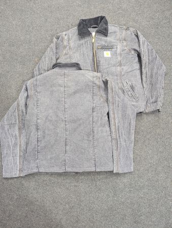 「Carhartt ブラックデニム ウォッシュド リワークスタイル デトロイトジャケット」