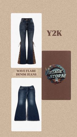 Y2k Wave Denim Flared Jeans