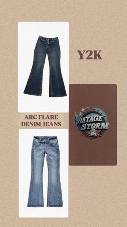 Y2k Arc Denim Flared Jeans