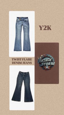 Y2k Twist Denim Flared Jeans