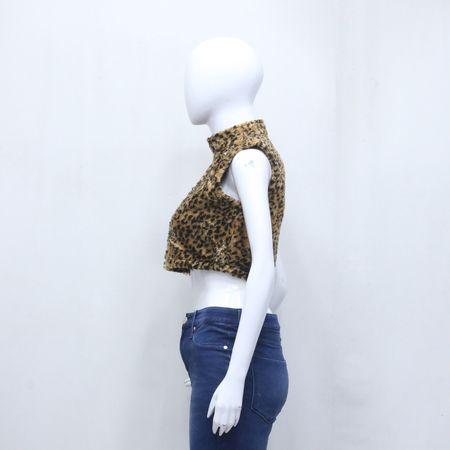 CR971 Upcycled Faux Fur Cropped Vest