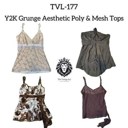 Y2K Grunge Aesthetic Mesh & Poly Cami Tops (TVL-177)