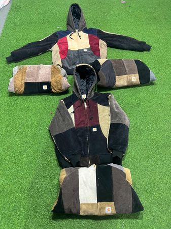 Rework style Carhartt corduroy hoodie jacket