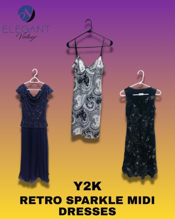 Y2K Retro Sparkle Midi Dresses - EV1258