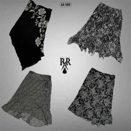 Y2K Black Floral Mix Poly Skirts (AA-499)
