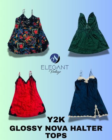 Y2K Glossy Nova Halter Tops - EV1288