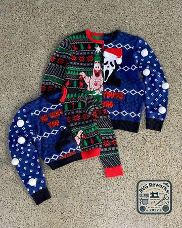 Upcycled Christmas Holiday Patchwork Sweater