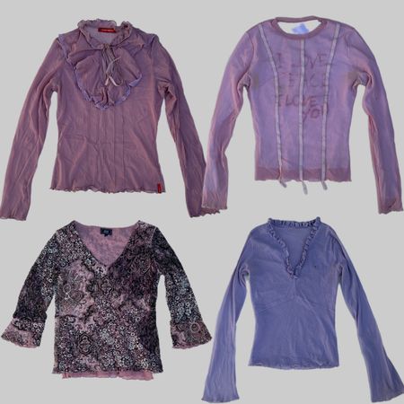 Y2k Soft Girl Long Sleeve Mesh Tops (TT-254)