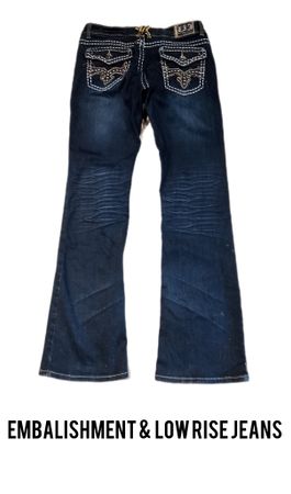 Jeans de cintura baixa Embalishment