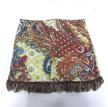CR1004 UPCYCLED “Heritage Patchwork Fringe Skirt”