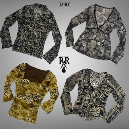 Y2K Earthy Grunge Mesh Mix Full Sleeve Tops (AA-498)