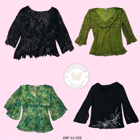 Blusa de poliéster negro con estampado moderno (GRF-12-025)