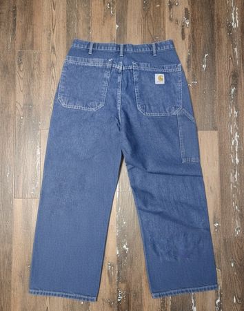 Carhartt rework style blue knee carpenter pants