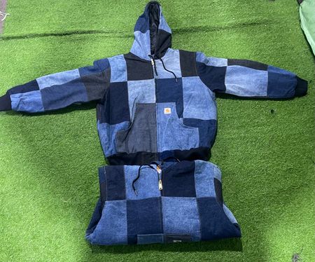 Carhartt rework style hoodie denim jacket