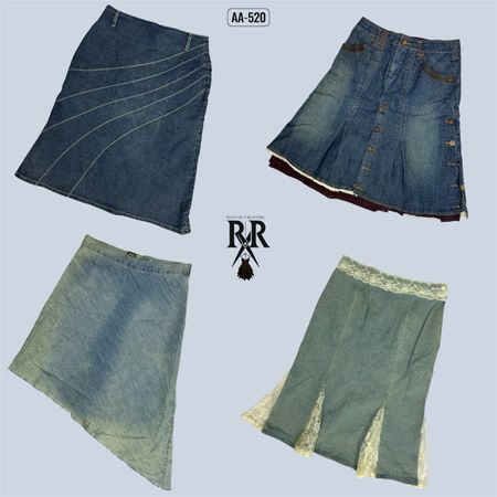Y2K Britney Era Denim Midi Mix Skirts (AA-520)