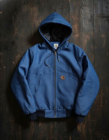 Carhartt rework style blue hooded jackets