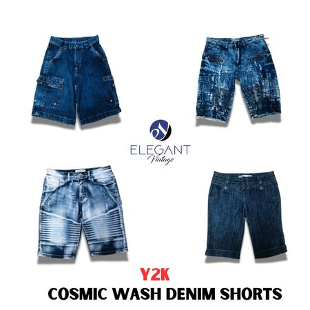 Y2K Cosmic Wash Denim Shorts - EV1128