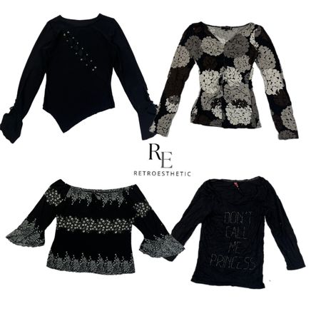 Y2k Black Grunge Full Sleeve Tops RE-2549