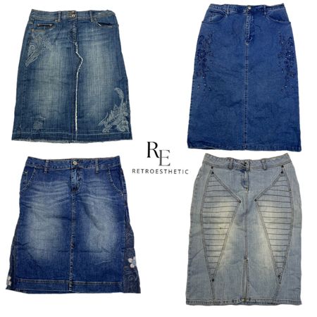 Y2K NYC IT Girl Faldas Largas de Mezclilla RE-2558