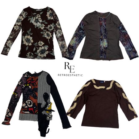 Y2K Earthy Tone Full Seelve Tops RE-2559