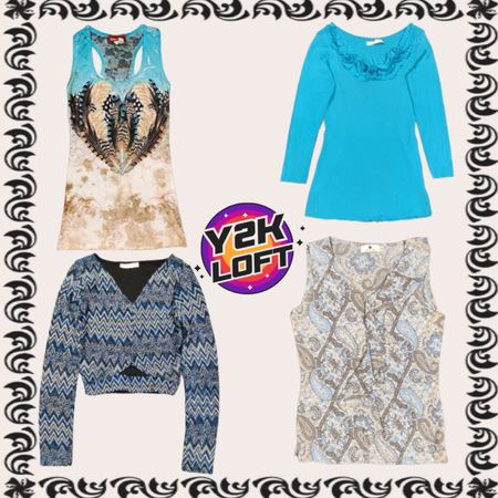 Y2K Aquamarine Girl Top Mix